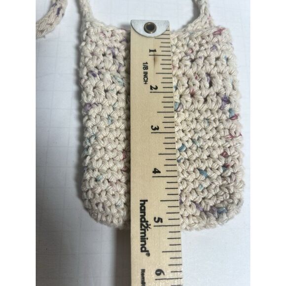 Oatmeal Crochet Woven Shoulder Crossbody Bag Phone Purse Mini Boho Granola Girl - Picture 4 of 5